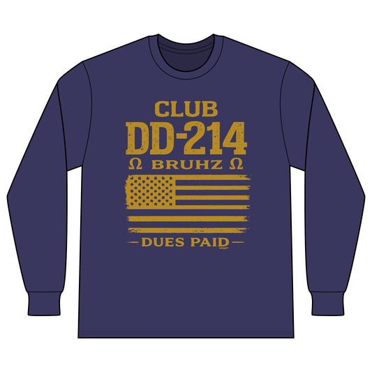 Club DD-214 Long Sleeve Tee — Dues Paid Patriotic Veteran Shirt