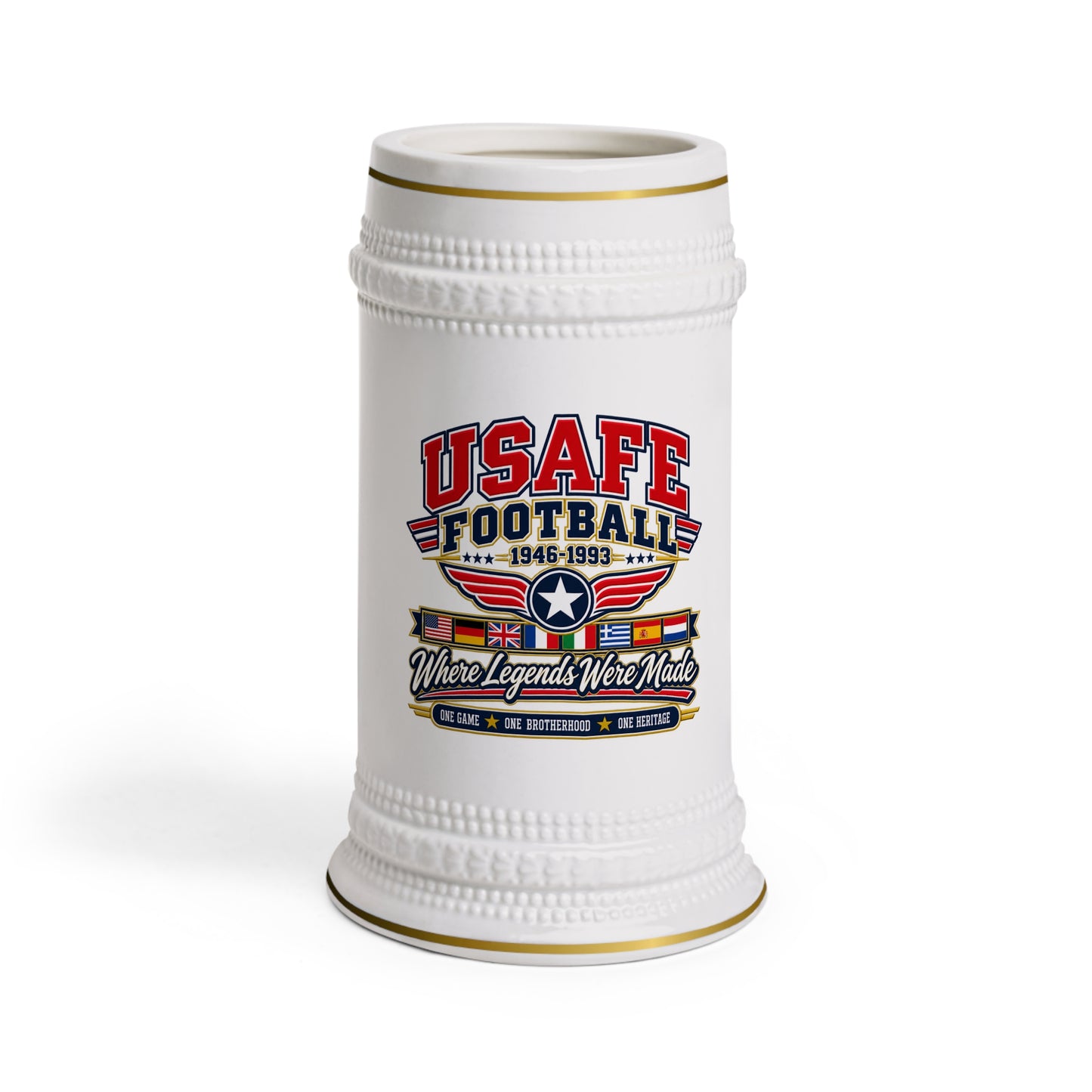 USAFE Football Beer Stein Mug — “Where Legends Were Made”
