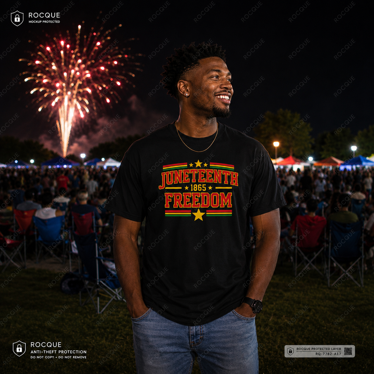 Juneteenth Freedom Heritage Athletic Tee (Black)DryBlend®
