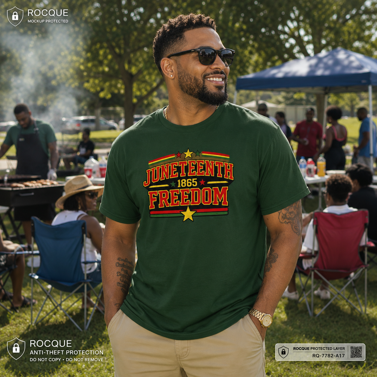 Juneteenth Freedom Heritage Athletic Tee (Black)DryBlend®