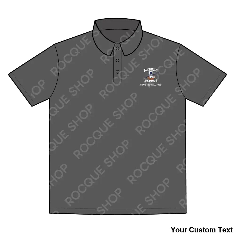Bitburg Barrons USAFE Football Team Polo Shirt - Official Alumni Gear (Blue & Dark Gray) S / Iron Grey T-Shirt