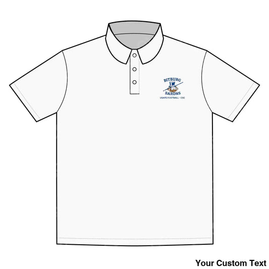 Bitburg Barrons USAFE Football Team Polo Shirt - Official Alumni Gear (White Light Gray Black) XS / White T-Shirt
