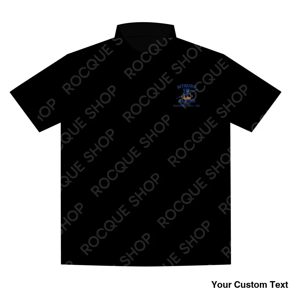 Bitburg Barrons USAFE Football Team Polo Shirt - Official Alumni Gear (White Light Gray Black) XS / Black T-Shirt