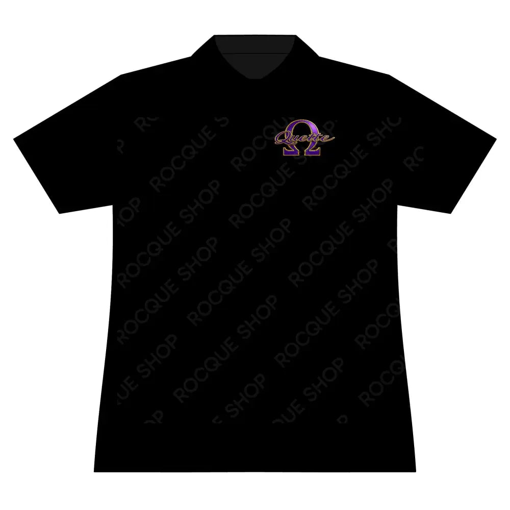Quette Signature Polo | Premium Gold White & Black Women’s Polo - S / Black - T-Shirt