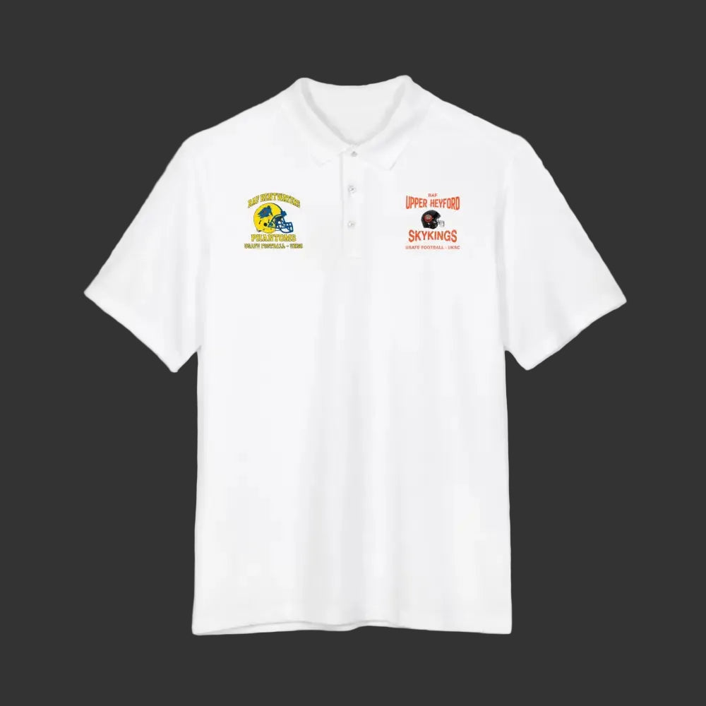RAF Bentwaters & RAF Upper Heyford USAFE Football Alumni Dual-Base Performance Polo - XS / White - T-Shirt