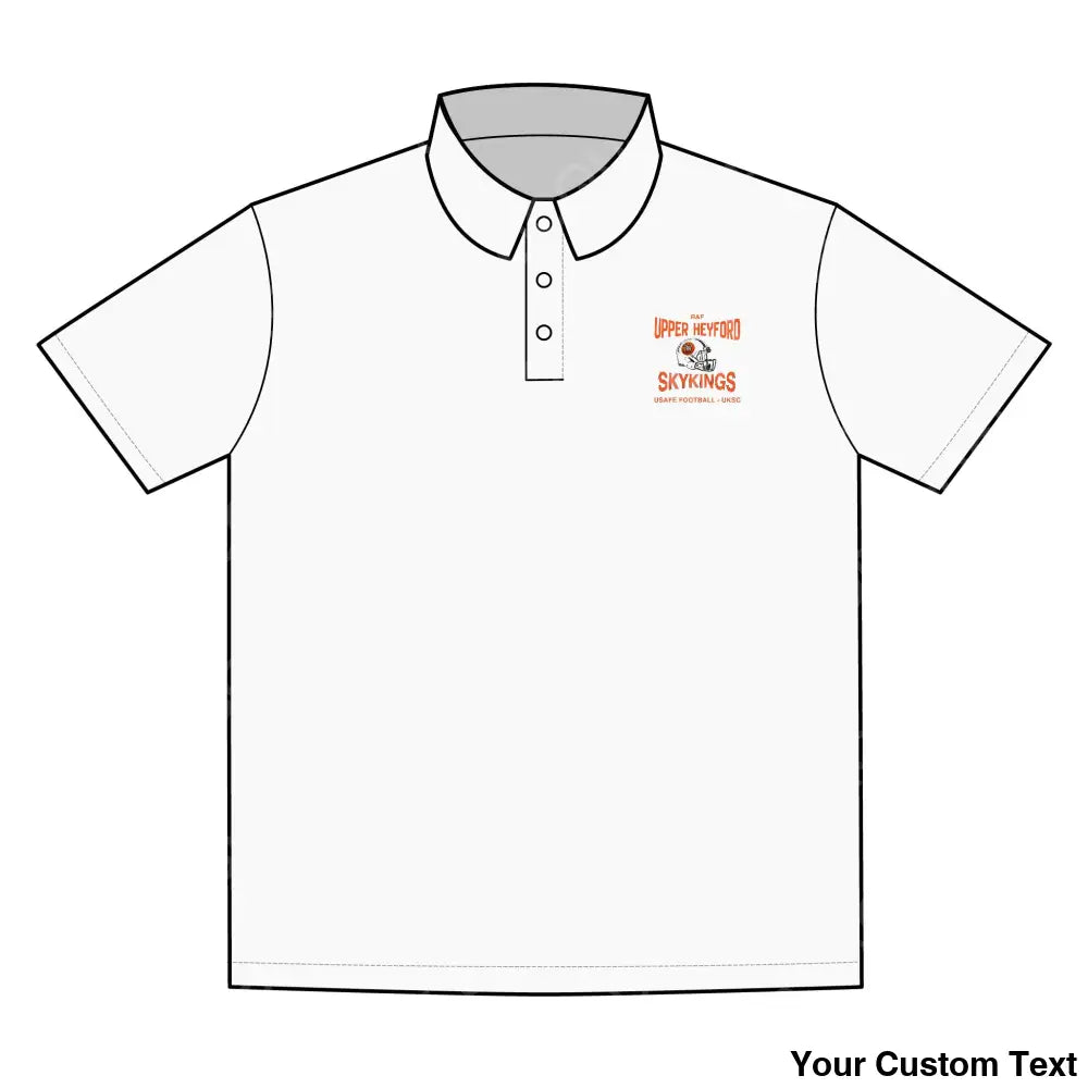 RAF Upper Heyford Skyking USAFE Football Alumni Black Polo Shirt – Official Alumni Gear XS / White T-Shirt