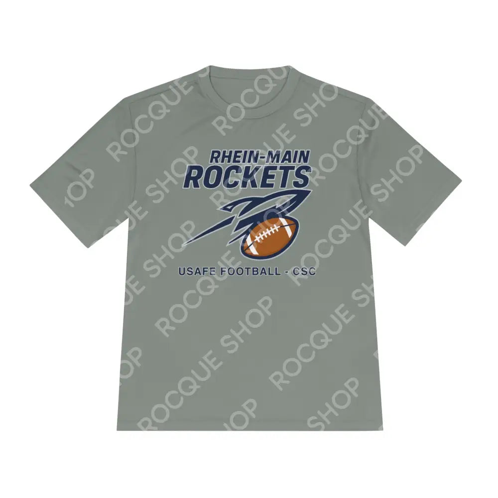 Rhein-Main Rockets Football (Moisture Wicking Tee) - XS / Grey Concrete - T-Shirt
