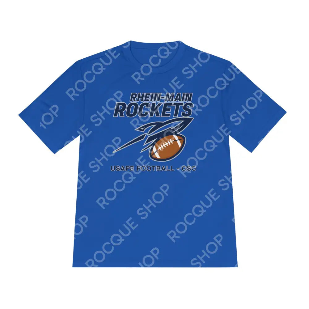 Rhein-Main Rockets Football (Moisture Wicking Tee) - XS / True Royal - T-Shirt