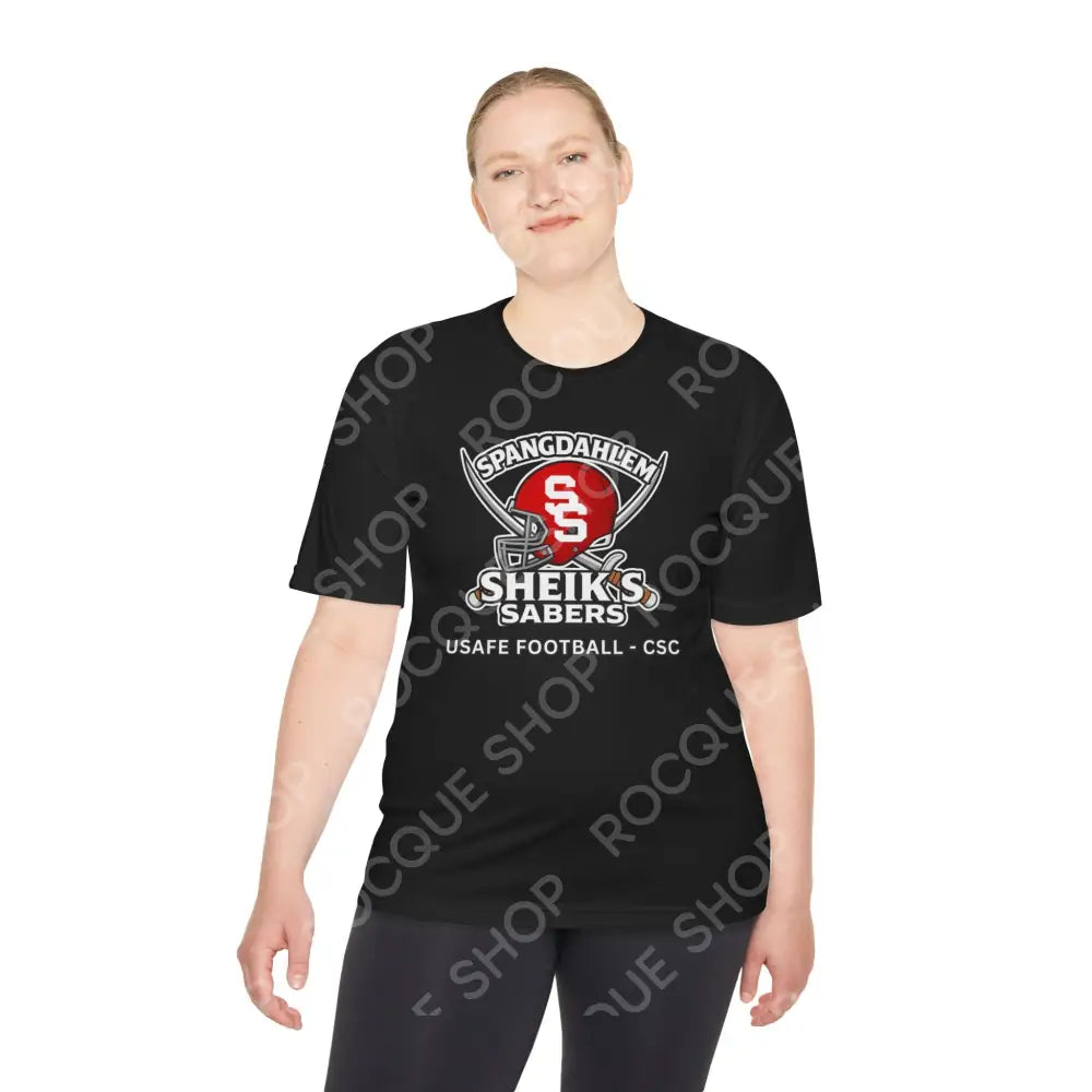 Sheikhs Sabers Football Helmet Tee, Spangdahlem USAFE Crew Shirt - T-Shirt