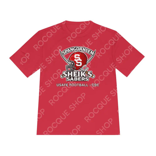 Sheikhs Sabers Football Helmet Tee, Spangdahlem USAFE Crew Shirt - XS / True Red - T-Shirt