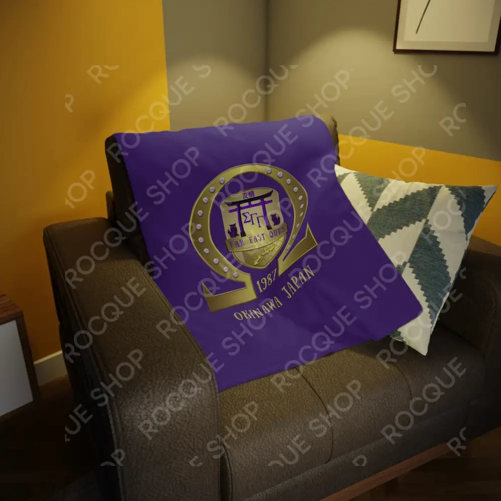 Sigma Gamma Gamma Far East Que’s Plush Fleece Blanket Home Decor