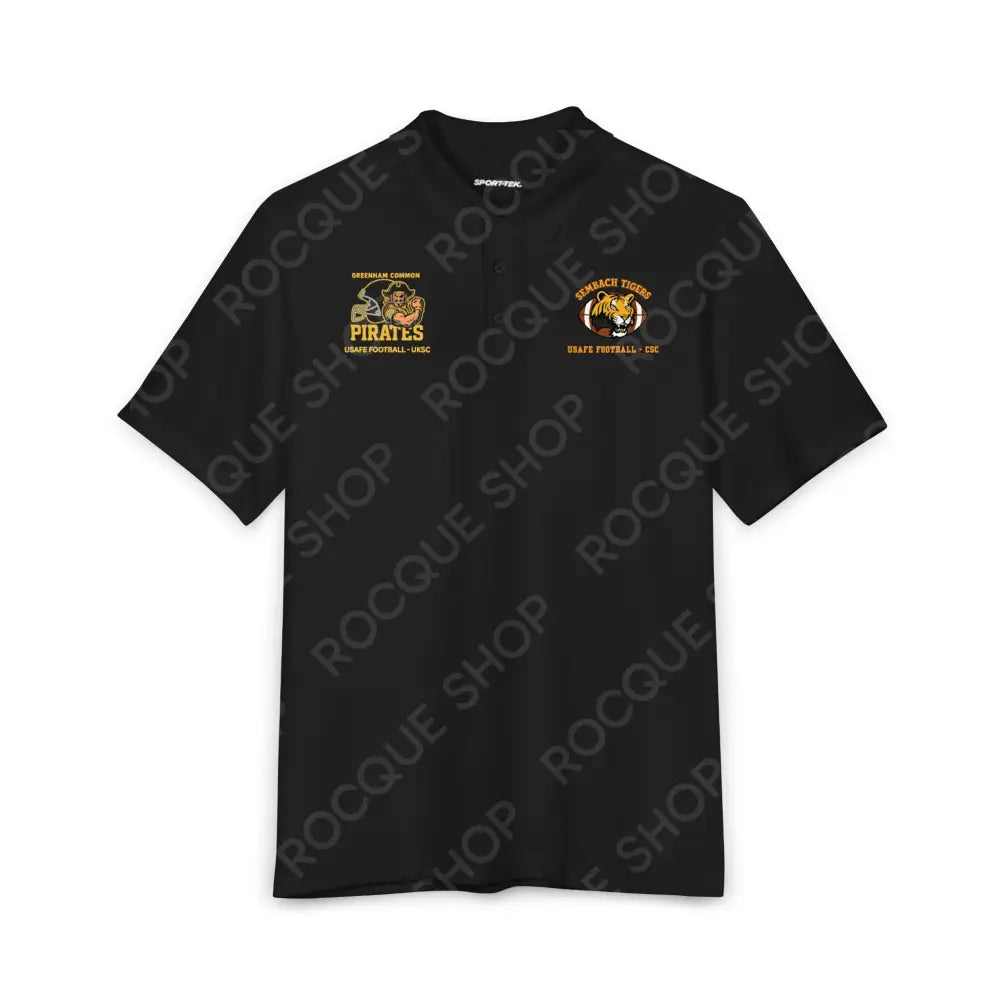 USAFE Dual Heritage Alumni Polo | RAF Greenham Comon Pirates & Sembach Tigers - XS / Black - T-Shirt